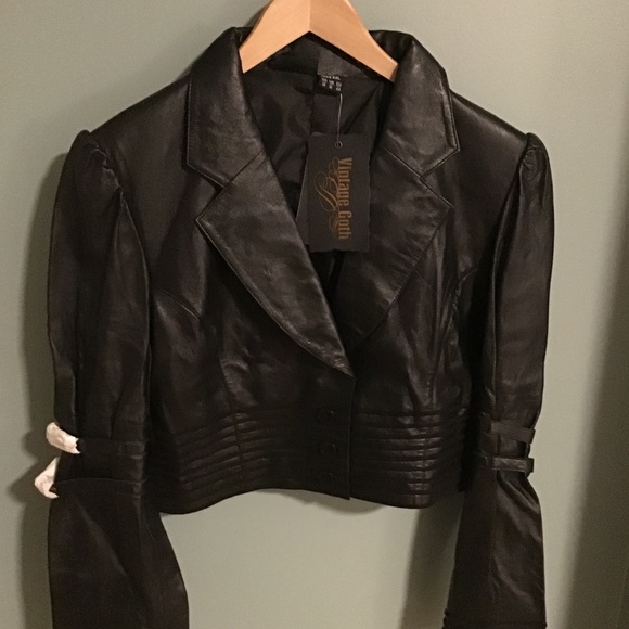 Genuine Leather Moto Cropped Jacket - Picture 1 of 4